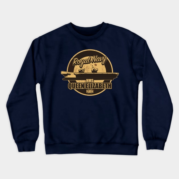 HMS Queen Elizabeth (distressed) Crewneck Sweatshirt by TCP